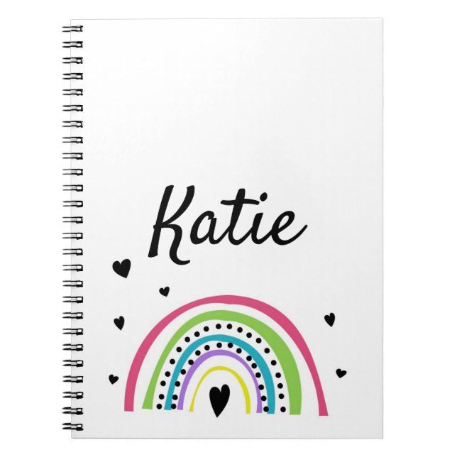 Caderno Espiral Notebook Rainbow Heart Little Girl Spiral (Frente)