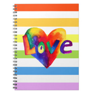 Caderno Espiral Notebook Rainbow Love Heart
