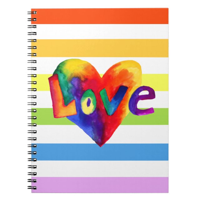 Caderno Espiral Notebook Rainbow Love Heart (Frente)
