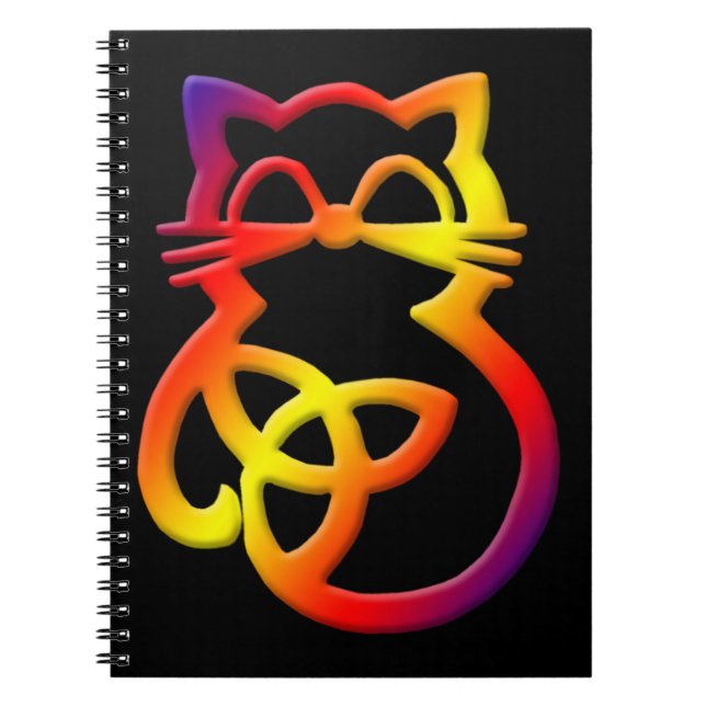 Caderno Espiral Notebook Rainbow Trinity Knot Celtic Cat (Frente)