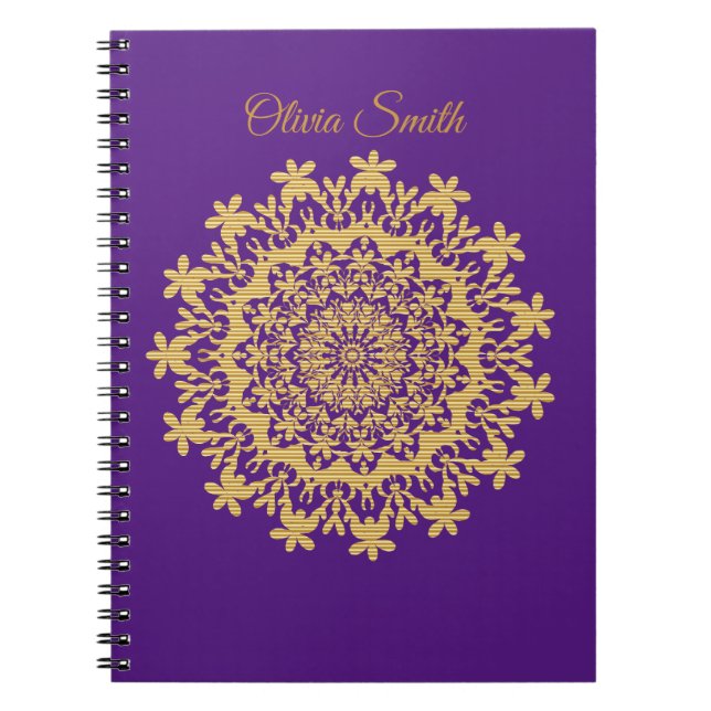 Caderno Espiral Notebook Real Dourado de Mandala (Frente)
