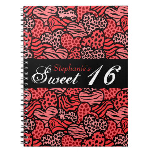 Caderno Espiral Notebook Red Animal Standard Hearts Sweet 16
