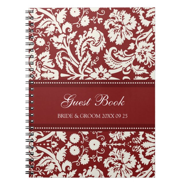 Caderno Espiral Notebook Red Damask Livro de Casamento (Frente)