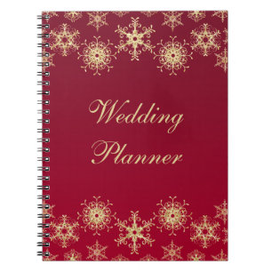 Caderno Espiral Notebook Red, Dourado Flocos de Neve