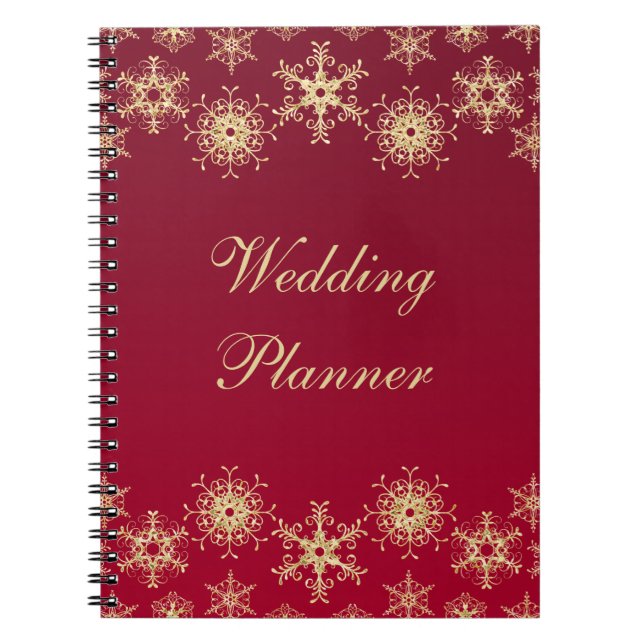 Caderno Espiral Notebook Red, Dourado Flocos de Neve (Frente)