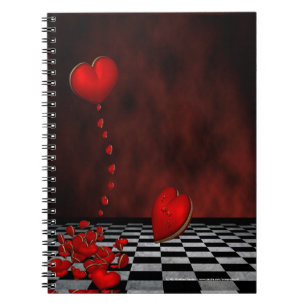 Caderno Espiral Notebook Red Floating Hearts