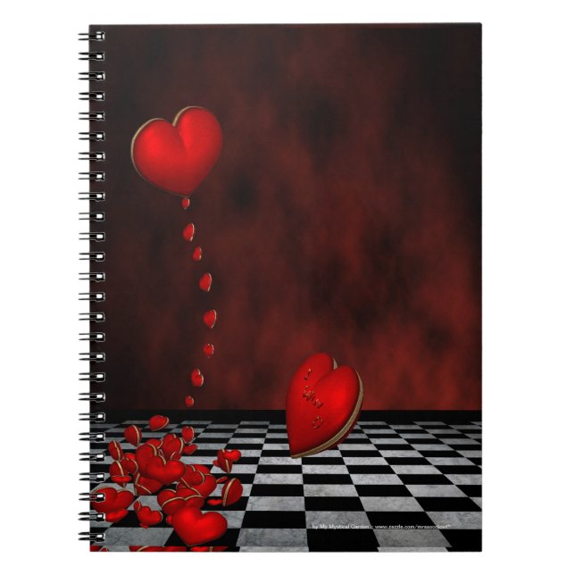 Caderno Espiral Notebook Red Floating Hearts (Frente)
