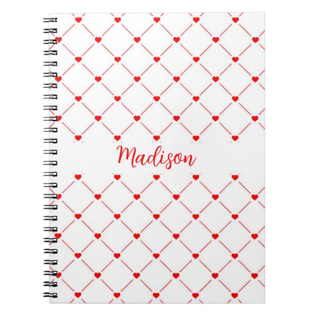 Caderno Espiral Notebook Red Hearts And Lines (Frente)