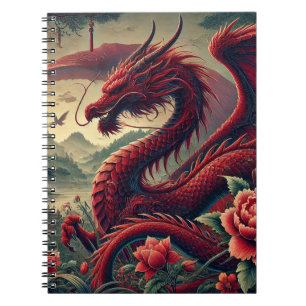 Caderno Espiral Notebook Red Japonês Espiral Elegante asiático