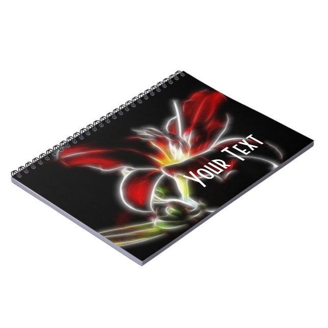 Caderno Espiral Notebook Red Lily Watercolor Floral (Left Side)