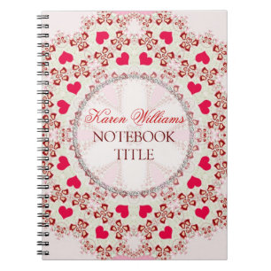 Caderno Espiral Notebook Red Love Hearts Country Lace