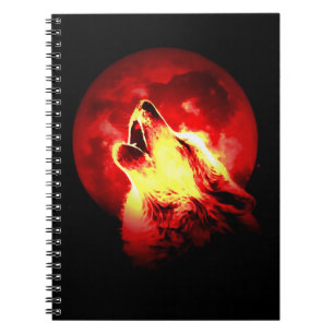 Caderno Espiral Notebook Red Night & Howling Wolf
