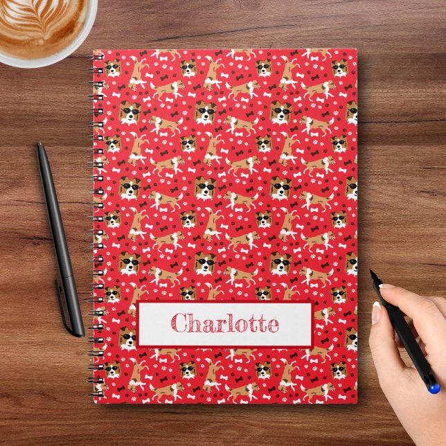 Caderno Espiral Notebook Red Sheepdog Shetland (Shetland Sheepdog Shelties Spiral Notebook - Add any name to cover)