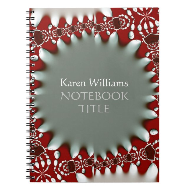 Caderno Espiral Notebook Red Silver Abstrato Batik (Frente)