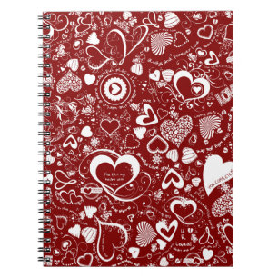 Caderno Espiral Notebook Red Spiral Doodles Love
