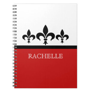 Caderno Espiral Notebook Red Swanky Fleur De Lis