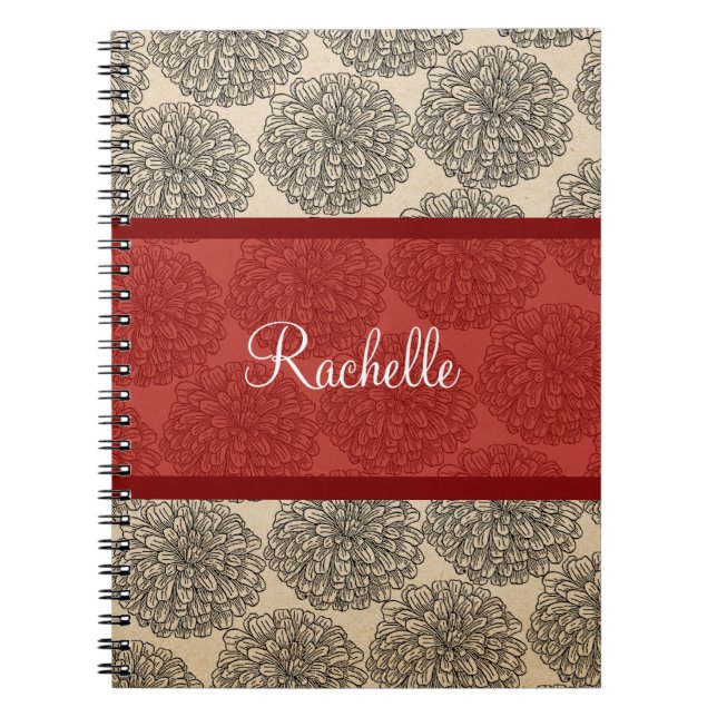 Caderno Espiral Notebook Red Vintage Zinnia (Frente)