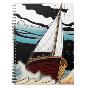 Caderno Espiral Notebook Retro Sailboat Adventure