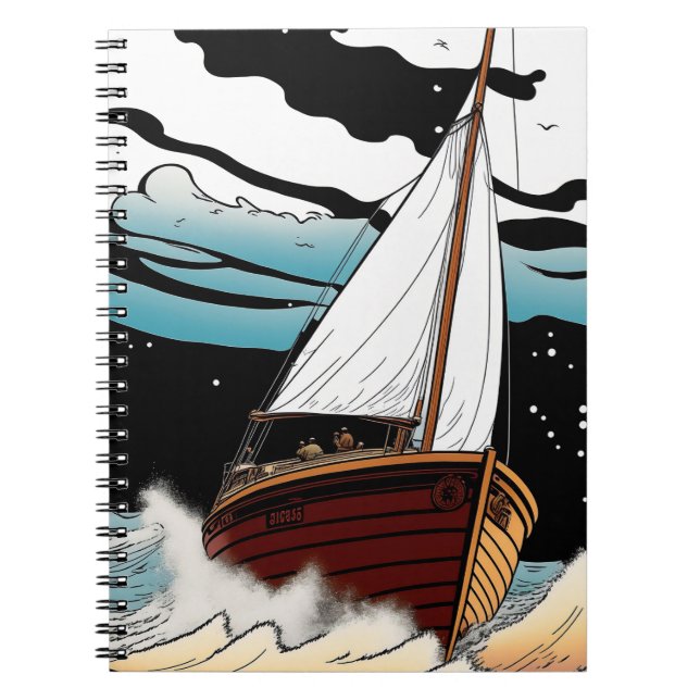 Caderno Espiral Notebook Retro Sailboat Adventure (Frente)