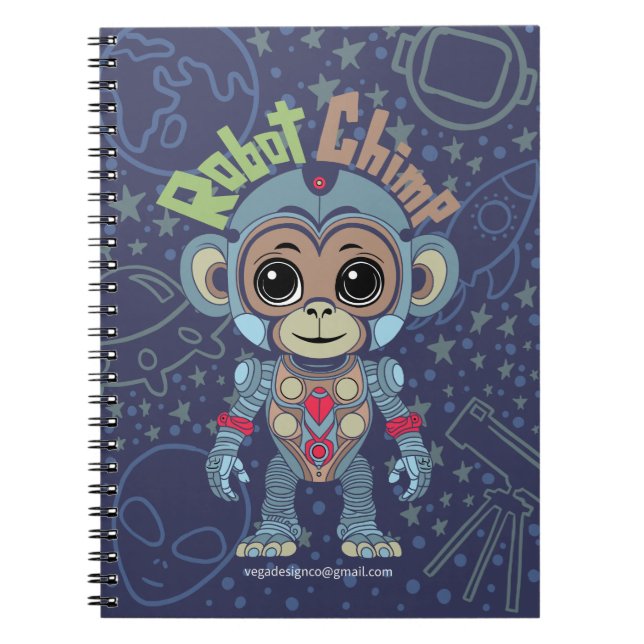 Caderno Espiral Notebook Robot Monkey Spiral (Frente)