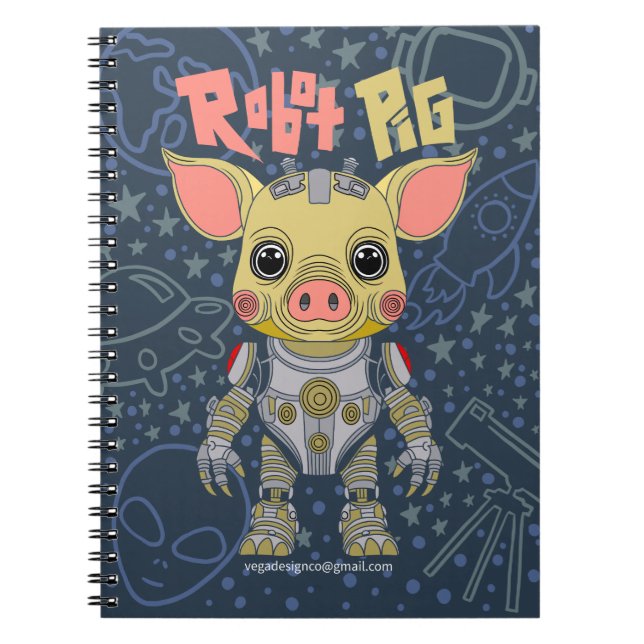 Caderno Espiral Notebook Robot Pig Spiral (Frente)