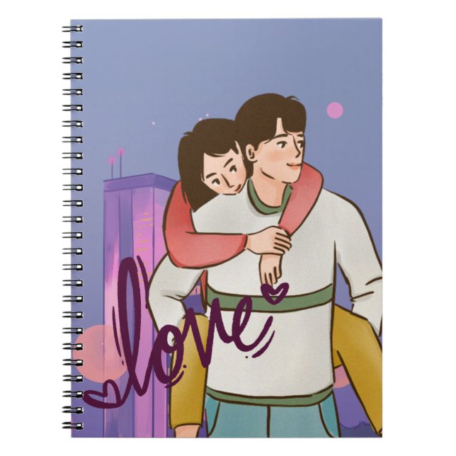 Caderno Espiral Notebook romântico - Casal bonito (Frente)