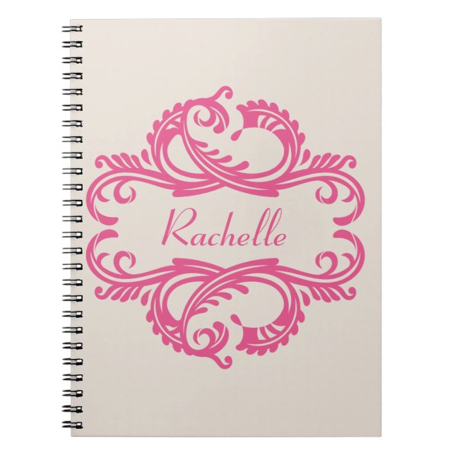 Caderno Espiral Notebook Rosa Chic Damask (Frente)