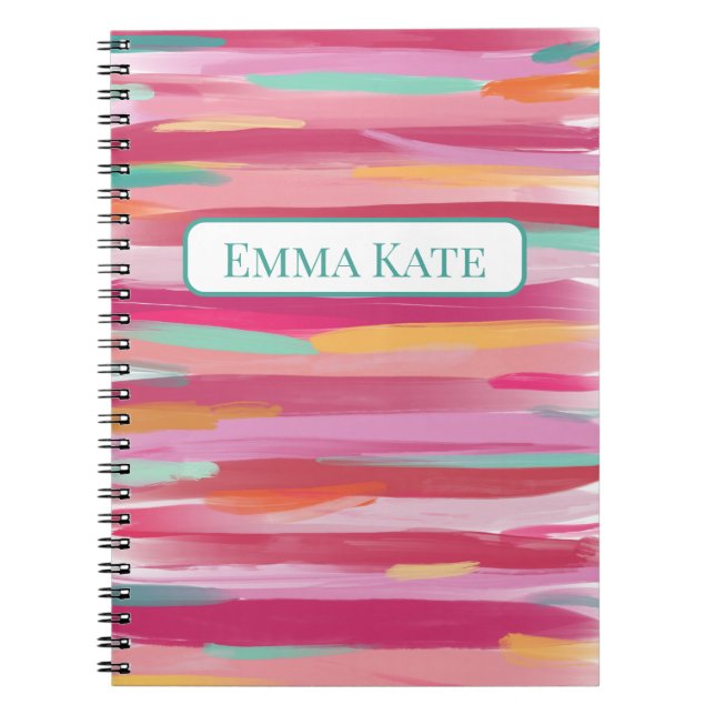Caderno Espiral Notebook Rosa com Faixa (Frente)