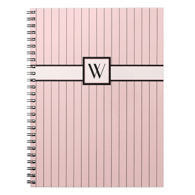 Caderno Espiral Notebook rosa com pinstripes pretas (Frente)