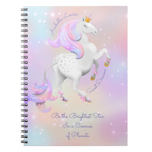 Caderno Espiral Notebook rosa de fotos espirais da Unicorn Baby Gi (Frente)