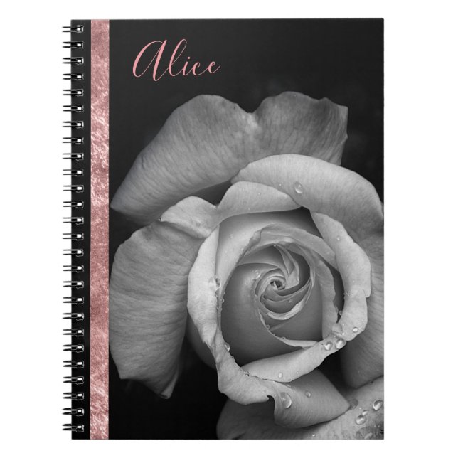 Caderno Espiral Notebook Rosa Dourado personalizado (Frente)