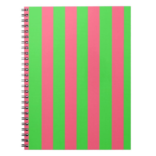 Caderno Espiral Notebook rosa e verde em faixa (Frente)