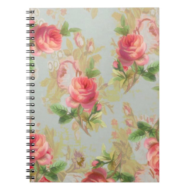 Caderno Espiral Notebook Rosa Floral (Frente)
