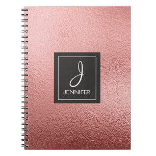 Caderno Espiral Notebook rosa Gold Foil Monograma