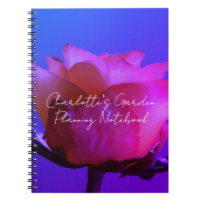 Caderno Espiral Notebook rosa rosa rosa personalizável (Frente)