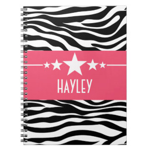 Caderno Espiral Notebook Rosa Sassy Star Zebra