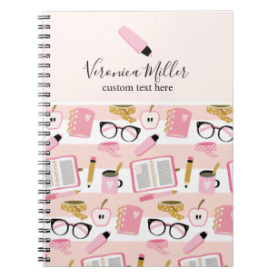 Caderno Espiral Notebook Rosa School Girl com nome editável