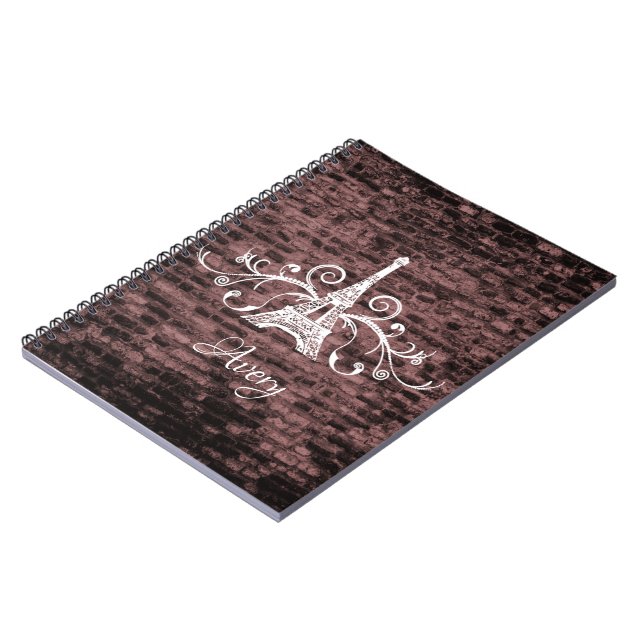 Caderno Espiral Notebook rosa Torre Eiffel Grunge (Left Side)