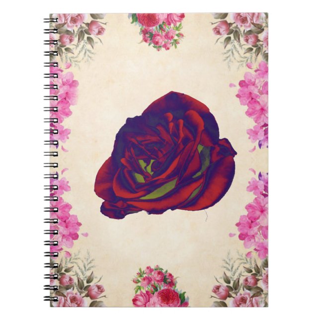 Caderno Espiral Notebook rosa vermelha (Frente)