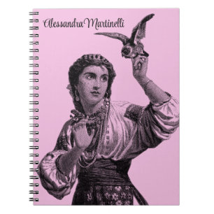 Caderno Espiral Notebook rosa Vintage Victorian Gypsy
