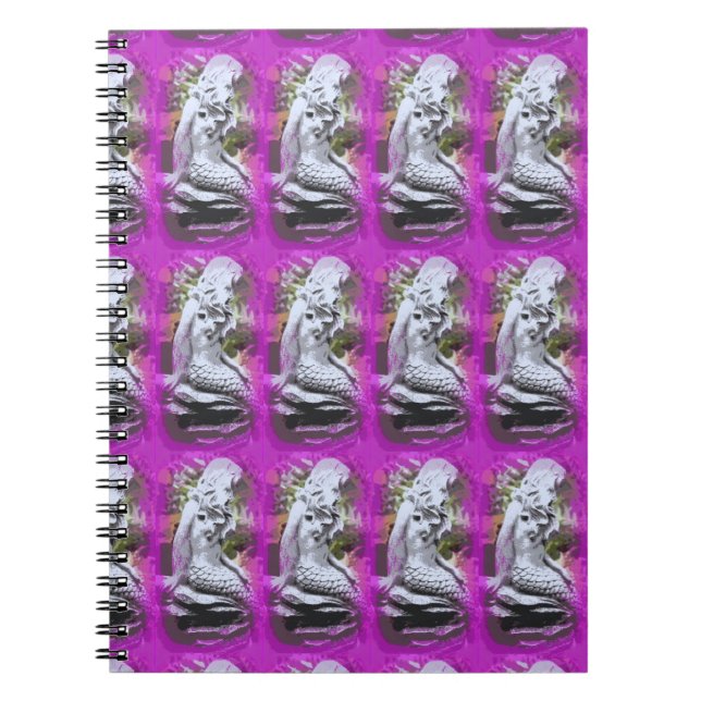 Caderno Espiral notebook roxo com sereias (Frente)