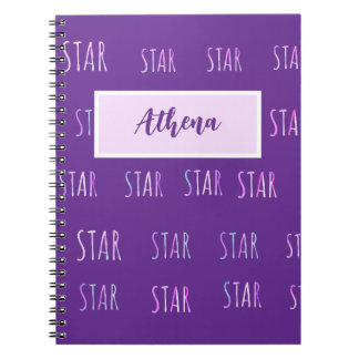 Caderno Espiral notebook roxo com tema estrela