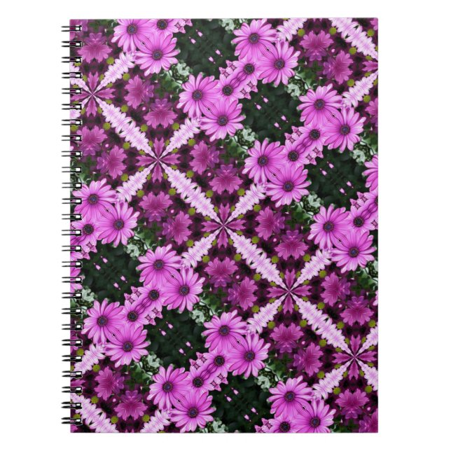 Caderno Espiral Notebook Roxo Daisy Flowy Abstrato (Frente)