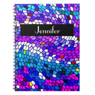 Caderno Espiral Notebook Roxo de Padrão de Azulejo Mosaico Person