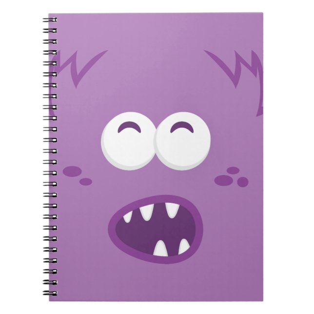 Caderno Espiral Notebook Roxo Monster Face (Frente)