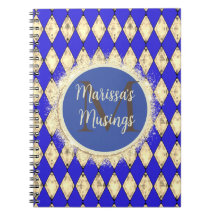 Notebook Royal Blue e Dourado Glam Monogramas
