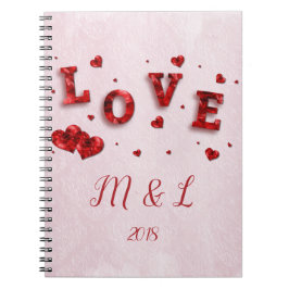 Caderno Espiral Notebook Ruby Crystal Love and Hearts