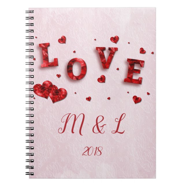Caderno Espiral Notebook Ruby Crystal Love and Hearts (Frente)