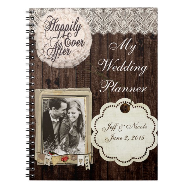 Caderno Espiral Notebook Rustic Country Wedding Planner (Frente)