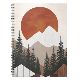 Caderno Espiral Notebook Rustic Mountain Landscape